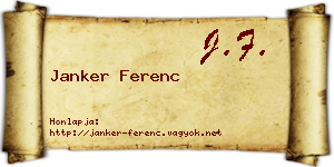 Janker Ferenc névjegykártya